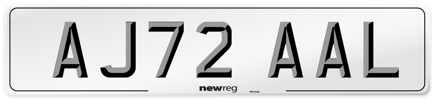 AJ72 AAL Number Plate from New Reg